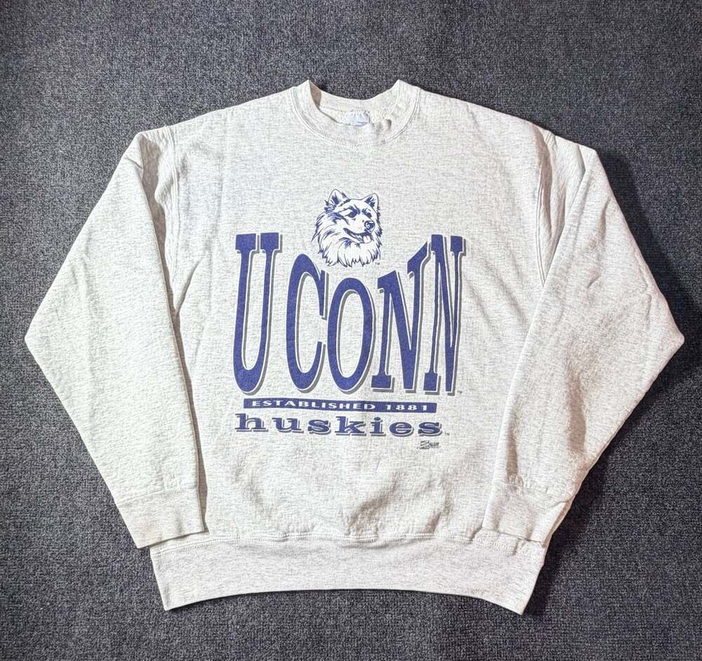 Salem Sportswear UConn Huskies Crewneck Sweatshirt Size XL Gray USA Made